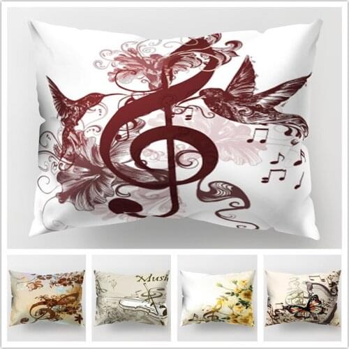 Musical Notes Polyester Pillow Cover 30*50 Retro Classic Cushion Covers for Car Couch Decoration Home Living Room Vintage Decor