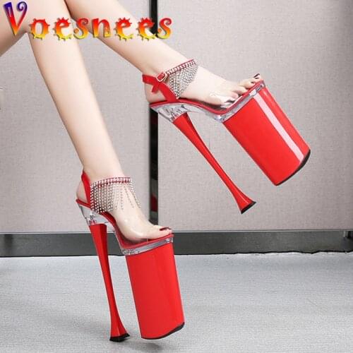 Voesnees 2021 New Women Shoes sexy High Heels Super High 26cm Lace-Up Thin Heels Platform Diamonds Sandals Club Shoes Drop Sales