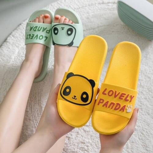 New Cartoon Panda Couple Women Home Slippers Summer Sandals Ladies Slides Indoor House Shoes Flip Flops Sandalias Mujer TUX119