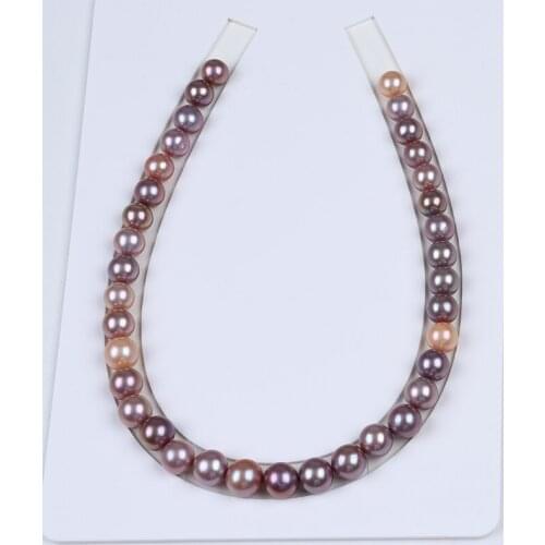 10-13mm White Purple Multi Color Fine 100% Natural Freshwater Pearl Necklace Perfect Round Shape Loose Beads No Hole