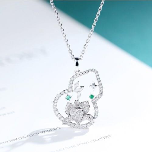 QTT Charms Necklace For Women Miraculous Gourd Choker Neck Silver 925 Clavicle Chain Jewelry Wedding Accessories