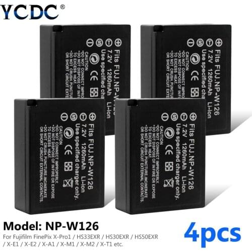 1/2/4pcs 1260mAh 7.2V Rechargeable Digital Batteries X-Pro1 Lithium polymer NP-W126 For Fuji FinePix Camera Digital HS30EXR