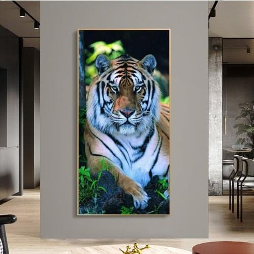 African Wildlife Tiger Posters and Prints on Canvas Painting Tiger Animal Wall Art Canvas Picture for Living Room Home Decor