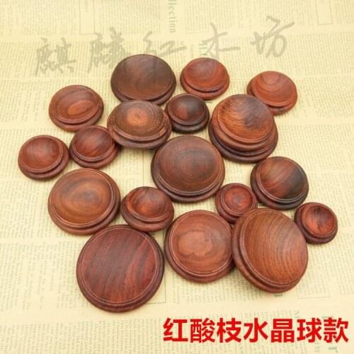Selling mahogany carving handicraft ornaments crystal ball wood base red Suanzhimu walnut egg gourd base