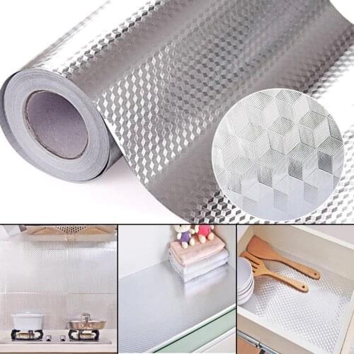 40X100CM Aluminum Foil Self Adhesive Waterproof Wallpaper DIY Home Kitchen Furniture Decorate Wallpaper