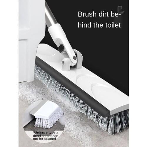 Toilet Brush Long Handle Bristle Toilet Brush Bathroom Tile Carpet Cleaning Gadget Two-in-One Floor Brush