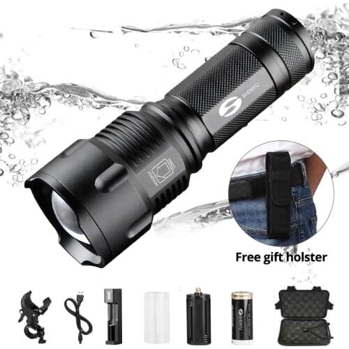 SHENYU LED Flashlight 26650 Torch Waterproof Flashlight Cree XML t6 l2 600 lumen Zoomable Portable Bike Camping Light AA Battery