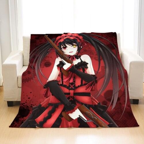 Tokisak Blanket Throw Blanket Anime Date A Live Dakimakura Kurumi Portable Nap Flannel Blanket Kids Gift Cospaly Home Textiles