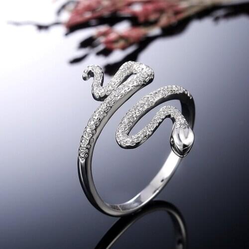 USTAR New Snake Rings for women Punk silver color adjustable Rings Female jewelry Accessories gift