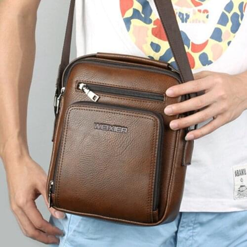 Waterproof PU Leather Shoulder Bag Crossbody Bags Large Capacity IPAD Messenger Bags Zipper Pocket Travel Chest Bag XB471