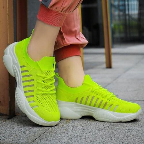 Womens Casual Shoes Chunky Sneakers Platform Walking Shoes Fashion Knited Casual Loafers Size 35-42