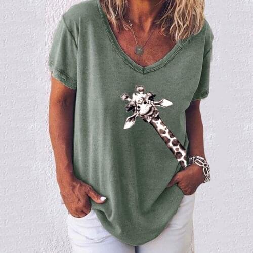 Plus Size 2020 Summer Women Short Sleeve V-Neck Casual Tops T-shirts Tee Loose Tunic