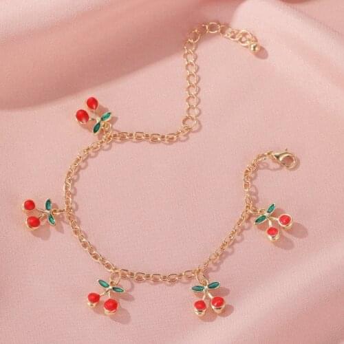 Women Fashion Sweet Crystal Fruit Bracelets Anklet for women Simple Trendy Fashion Party Gold Chain Bracelet Jewelry Gifts