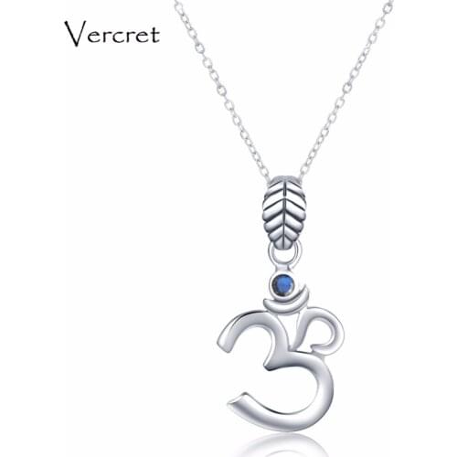 Vercret 925 Sterling Silver Yoga Necklaces Labradorite Om Ohm Symbol Pendant Necklaces for Women Sports Jewelry