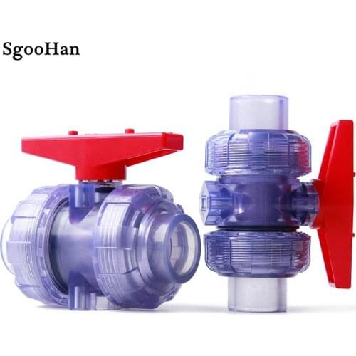 1PC 20mm ~ 63mm Transparent Union Ball Valve UPVC Pipe Adapter Fittings Garden Irrigation Aquarium Fish Tank Globe Connectors