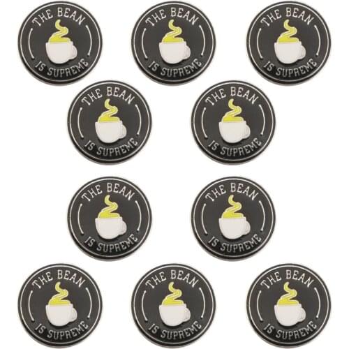 10Pcs Black Round Enamel Pin Custom Art Brooch Bag Clothes Lapel Pin The Bean Is Supreme Jewelry Badge