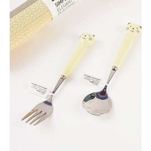 2PCS Stainless Steel Cutlery Set Fork Spoon Teaspoon Tableware Set Flatware Set Kitchen Dinnerware Set Fork Spoon Dinner Set
