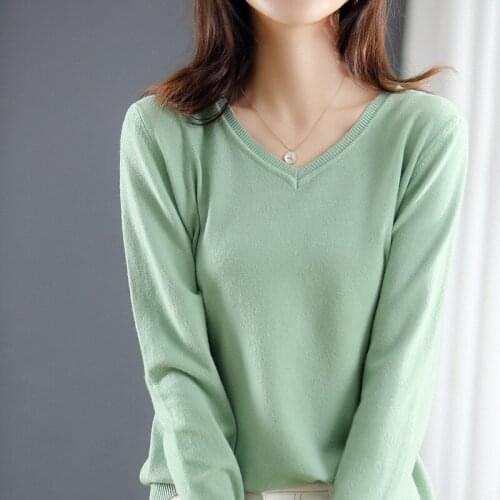 2021 Y2k Cashmere Sweaters Women Wool Pullover Top Solid V Neck Female Jumper Casual Loose Oversized Winter Christmas Sweater