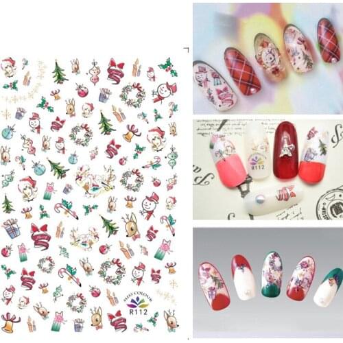 3D Nail Sticker Cartoons Christmas Gift Deer Fashion Stickers Autumn Small Adhesive Stickers for Manicure Nail Art Decoration