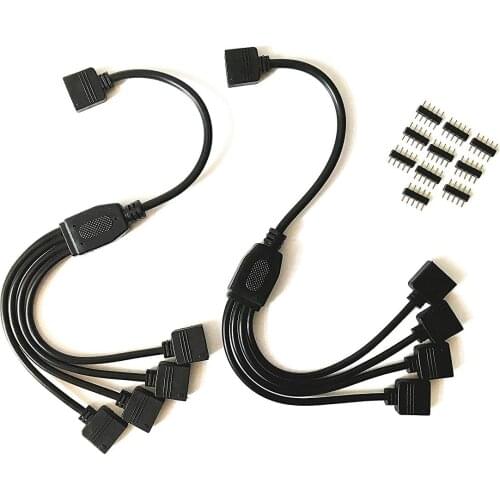 4 Pins RGB Strip Connector 1 to 1 2 3 4 5 Led Split Extension Wire Cable For RGB 3528 5050 LED Strip Light With 4 Pins Plug