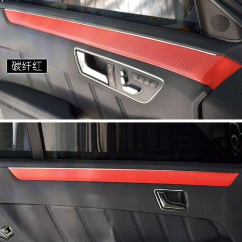 For Mercedes Benz E Class E260 200L 300L 14-16 Car Front Rear Door Carbon Fiber Interior Decorative Sticker 4pcs Per Set