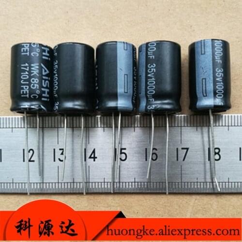 5pcs/bag Aluminum Electrolytic Capacitor 35V/1000 UF 35V/1000UF Electrolytic Capacitor Size 13*20 mm plug-in 35V 1000UF