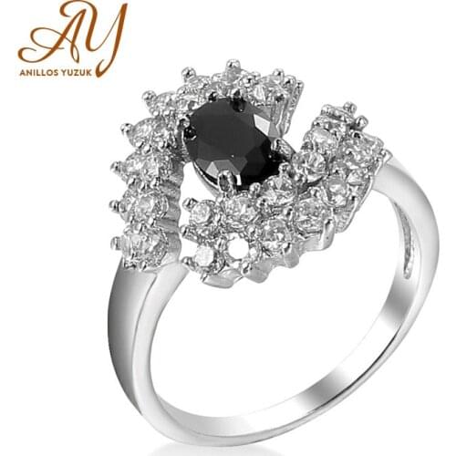 Anillos Yuzuk Blcak Zircon Real 925 Sterling Silver Vintage Ring For Women Silver Engagement Brand Fine Jewelry Drop Shipping