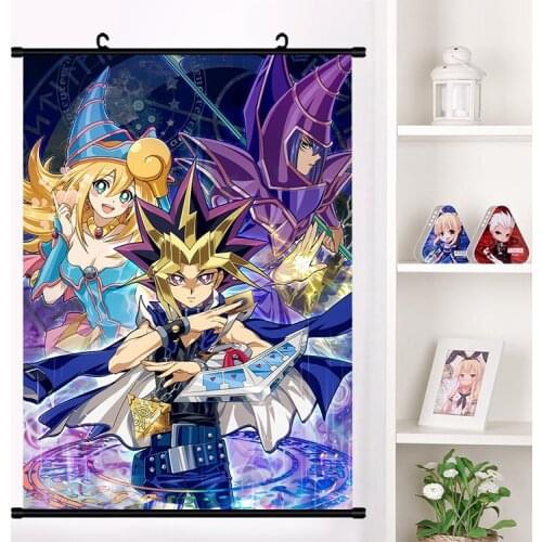 Anime Yu-Gi-Oh! Duel Monsters Mutou Yuugi ATEM Dark Magician Girl Cosplay Wall Scroll Poster Wall Hanging Poster Home Decor