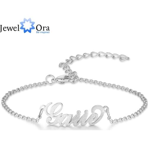 JewelOra Customized Name Bracelets & Bangles for Women Personalized Letter Nameplate Adjustable Chain Bracelet Gift Jewelry