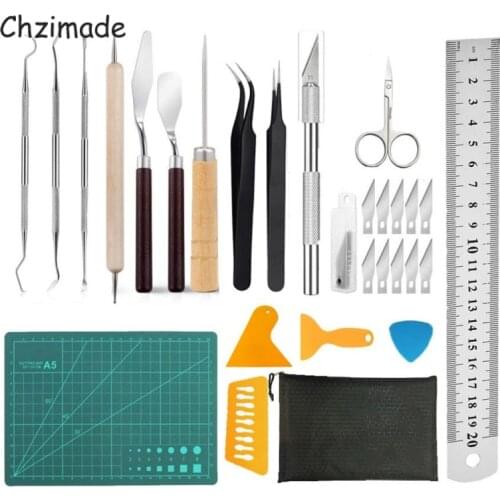Chzimade 28Pcs/set Polymer Clay Sculpting Kit Tools Smoothing Wax Carving Pottery Ceramic Polymer Shapers Modeling Carved Tool