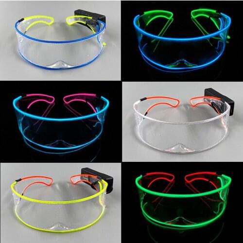 Colorful Transparent Glowing EL Wire Glasses with Wireless Controller Flashing Rave Wedding Glow Party Supplies Luminous Glasses