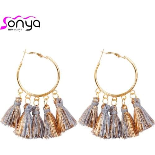 Hot Sale Generous Tassel Earrings Long Bohemian Ethnic Exquisite Hand Woven Exaggerated Big Earrings Fashion Jewelry ET1354