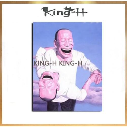 Famous Chinese painter painting big mouth mess with his hands in the pop art painting is suitable for the bedroom adornment porc