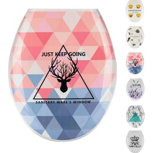 Printed Thickened PP Board Toilet Seats Cover Sanitary Bathroom Accessories Home Common U-Shaped 18-Inch Toilet Bowl Seat Cover