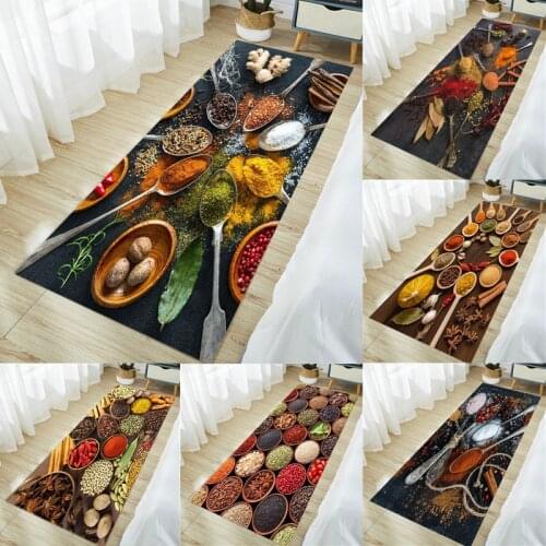 Spices Pattern Kitchen Rug Bedroom Livingroom Hallway Floor Carpet Bathroom Rug Home Anti-slip Entrance Doormat Bedside Mat
