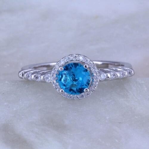 Love Monologue Pure Clear Blue Sky Cubic Zirconia Silver Color Rings Jewelry X0356 Size 5 / 6 / 7 / 8 / 9 / 10 Free Gift Bag