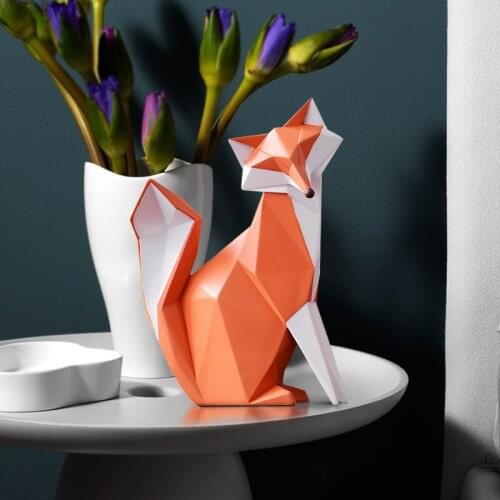 MODERN 3D HOME DECOR FIGURINE TABLE DECORATION ACCESSORIES ANIMAL FOX RESIN DESK MINIATURE STATUE SCULPTURE LIVING ROOM ORNAMENT