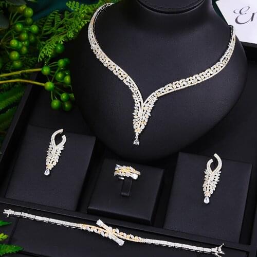 Missvikki Luxury Nigerian Dubai Tassel Necklace Earring Bangle Ring Set Jewelry Sets For Women Wedding Bridal Jewelry Sets 2020