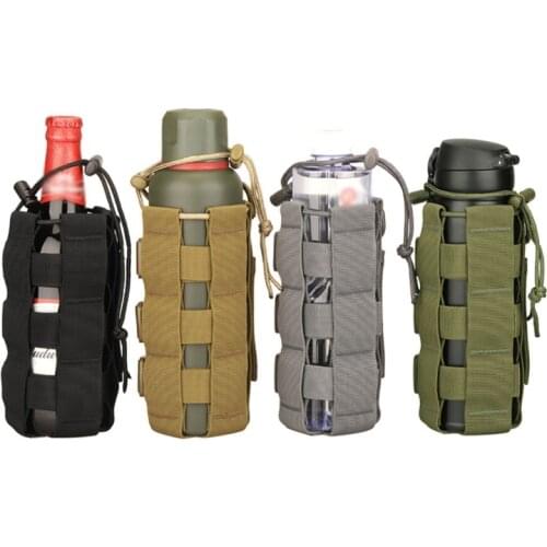 Upgraded Tactical Molle Water Bottle Pouch Bag Military Outdoor Hiking Drawstring Water Bottle Holder Kettle Carrier Bag