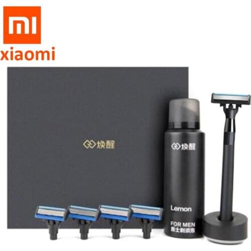 New Xiaomi Men Razor 3 in 1 set German importing Shaving head lemon Shaving bubbles high quality