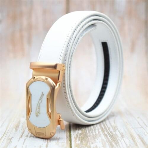 Men Belt Blue/coffee/white/brown/green/black/red Cow Leather Designer Belt for Men 3.5CM Width Automatic Buckle Belt 90-130CM