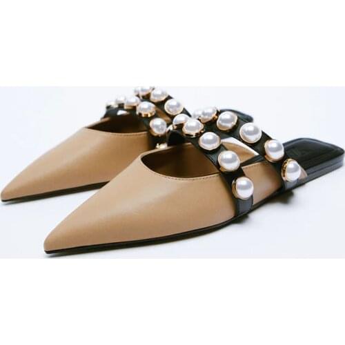 LMCAVASUN Summer flat shoes Women sandals Back Tripper Belt Brown silk Pure Simple Single Shoes