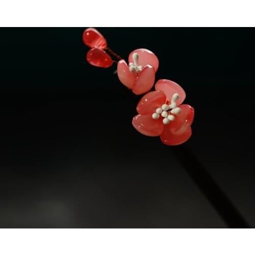 New Handmade Plum Blossom Flower Wood Hairpin Stick Vintage Hair Pins Accessories Women Banquet Hair Jewelry