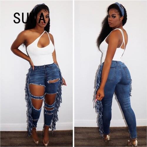 Wholesale Spring Summer 2020 New Arrival Women Casual Slim Hollow Out Denim Flare Pants High Belt Full-length Jeans Trousers