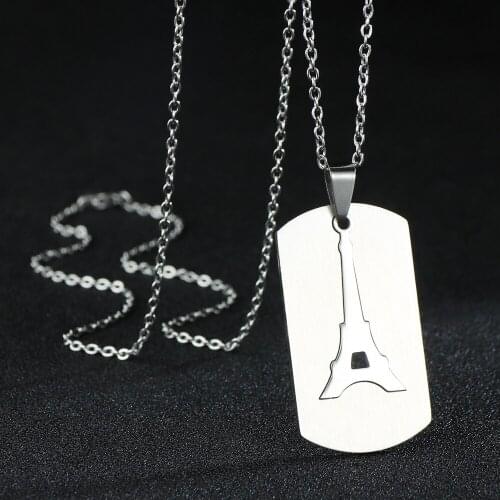 New Fashion Geometric Necklace Eiffel Tower Paris Pendants Stainless Steel Long Chain Women Men Colar Gift Jewelry Choker