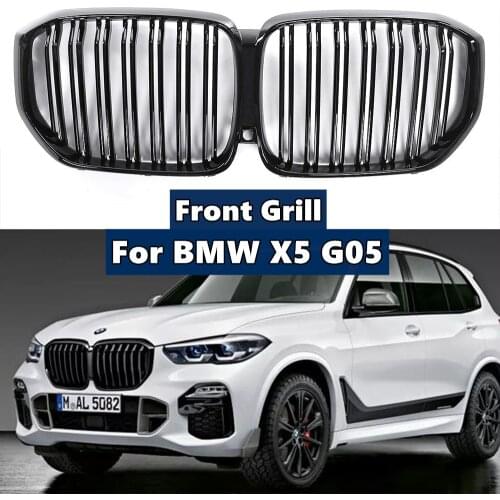 A Pair Gloss/Matte Black Car Front Bumper Kindey Grille Dual Slat For BMW X5 G05 Performance Accessories