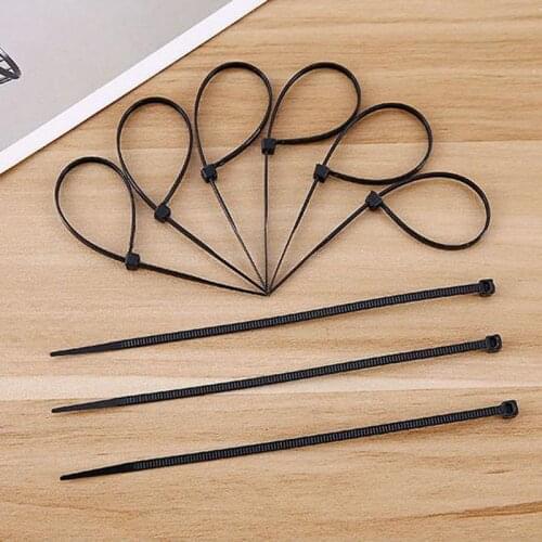 100 PCS/LOT 2.5x100/ 2.5x150/2.5x200mm Plastic Nylon Tie Black Cable Tie Fastening Ring Zip Wraps Strap organizer Accessories