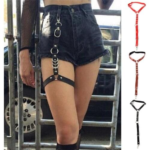 Handmade Sock Garter Unisex Sexy Women New fashion Harajuku Single Strap Clip Leather Punk Suspender Hook adjustable leg ring