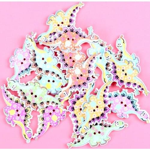 30pcs 6 items dinosaur Pattern diy Wooden buttons Botones Handmade Accessories Decoration Scrapbooking Crafts 17x37mm