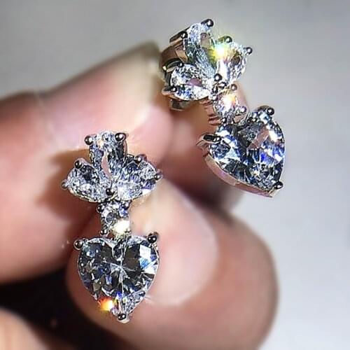 Huitan Luxury Cubic Zirconia Crystal Women Stud Earrings AAA CZ Dazzling Female Accessories Party Fashion Jewelry Fancy Gifts